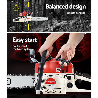 Giantz Chainsaw Petrol 45CC 18" Bar Commercial E-Start Pruning Chain Saw-Tools > Power Tools-PEROZ Accessories
