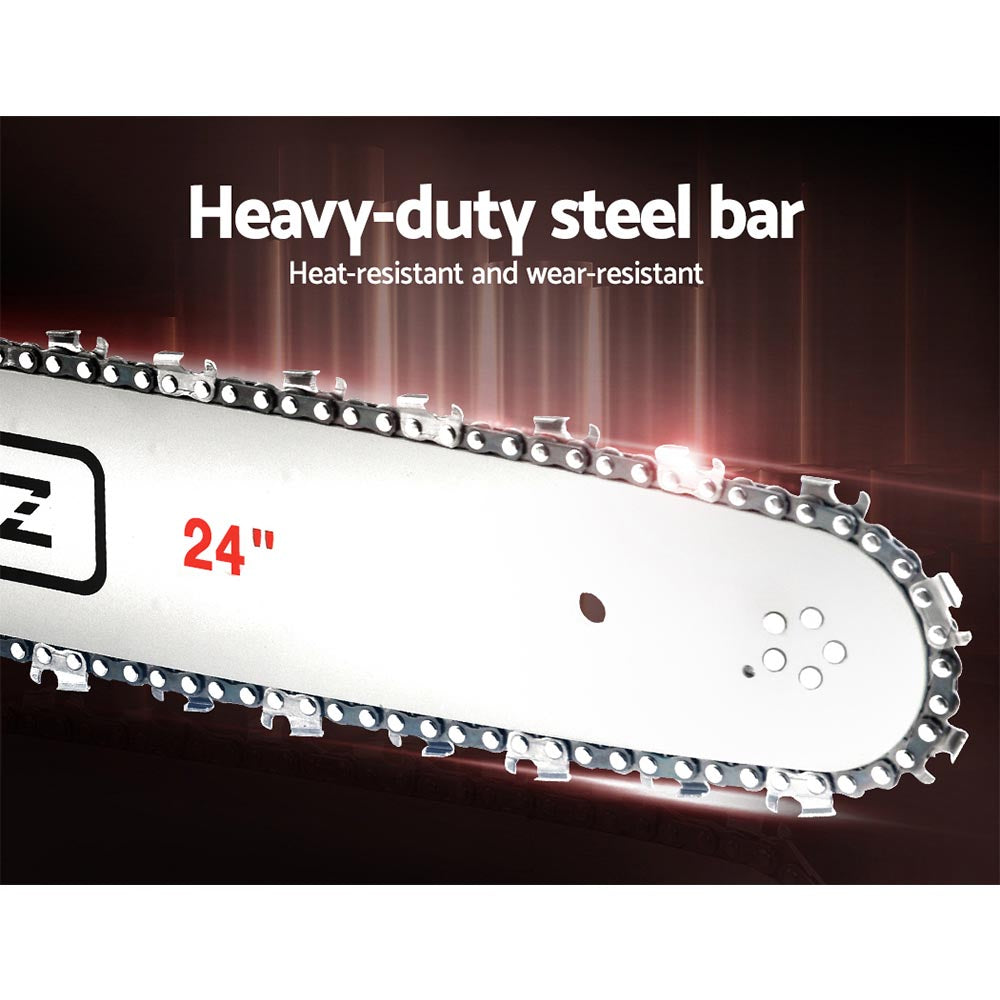 Giantz 62cc Petrol Chainsaw 24 Inch Bar Chain Saw Tree Pruner 2 Stroke E-Start-Tools > Power Tools-PEROZ Accessories
