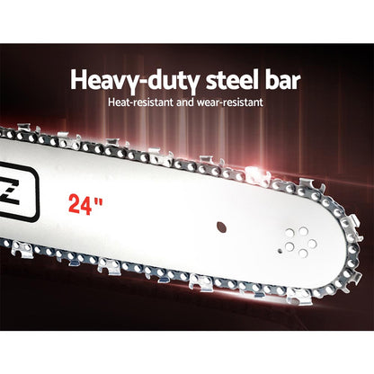 Giantz 62cc Petrol Chainsaw 24 Inch Bar Chain Saw Tree Pruner 2 Stroke E-Start-Tools > Power Tools-PEROZ Accessories