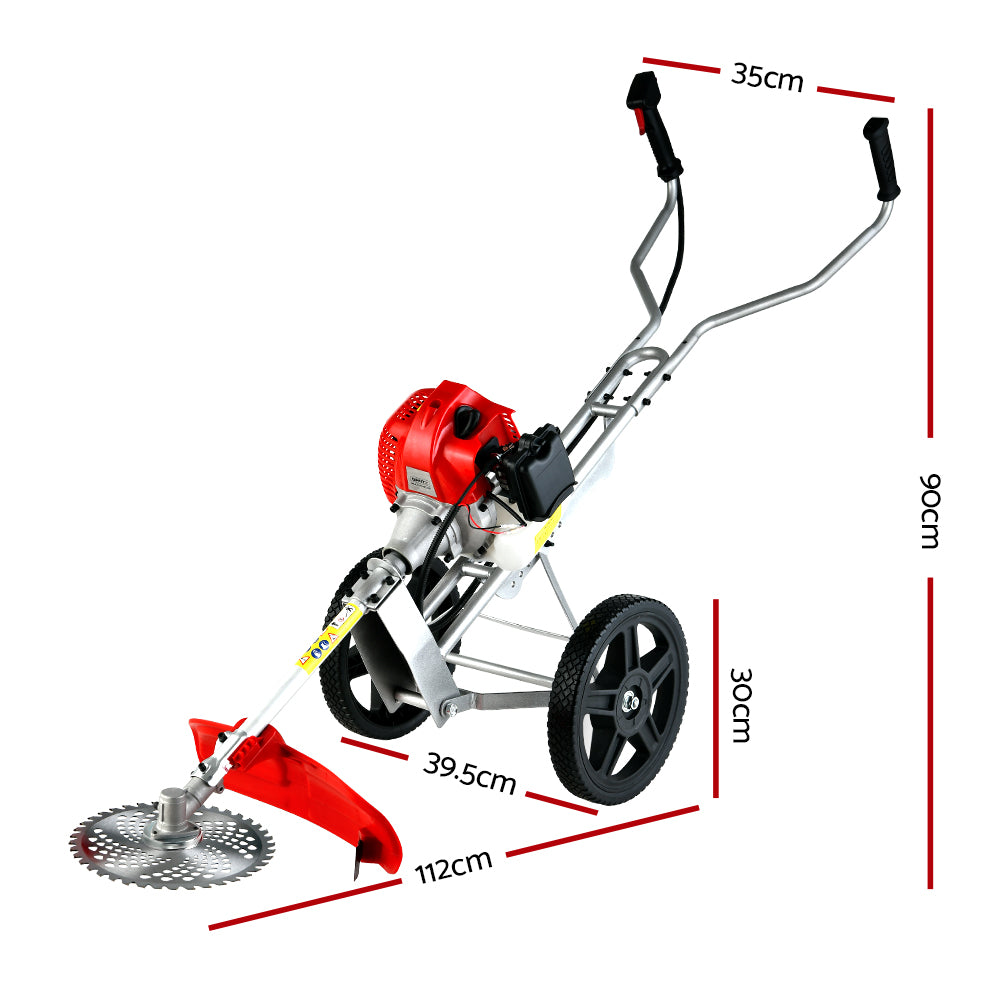 Giantz 62cc Petrol Brush Cutter Whipper Saw Trimmer 2 Stroke 3-in-1 Wheel-Tools &gt; Power Tools-PEROZ Accessories