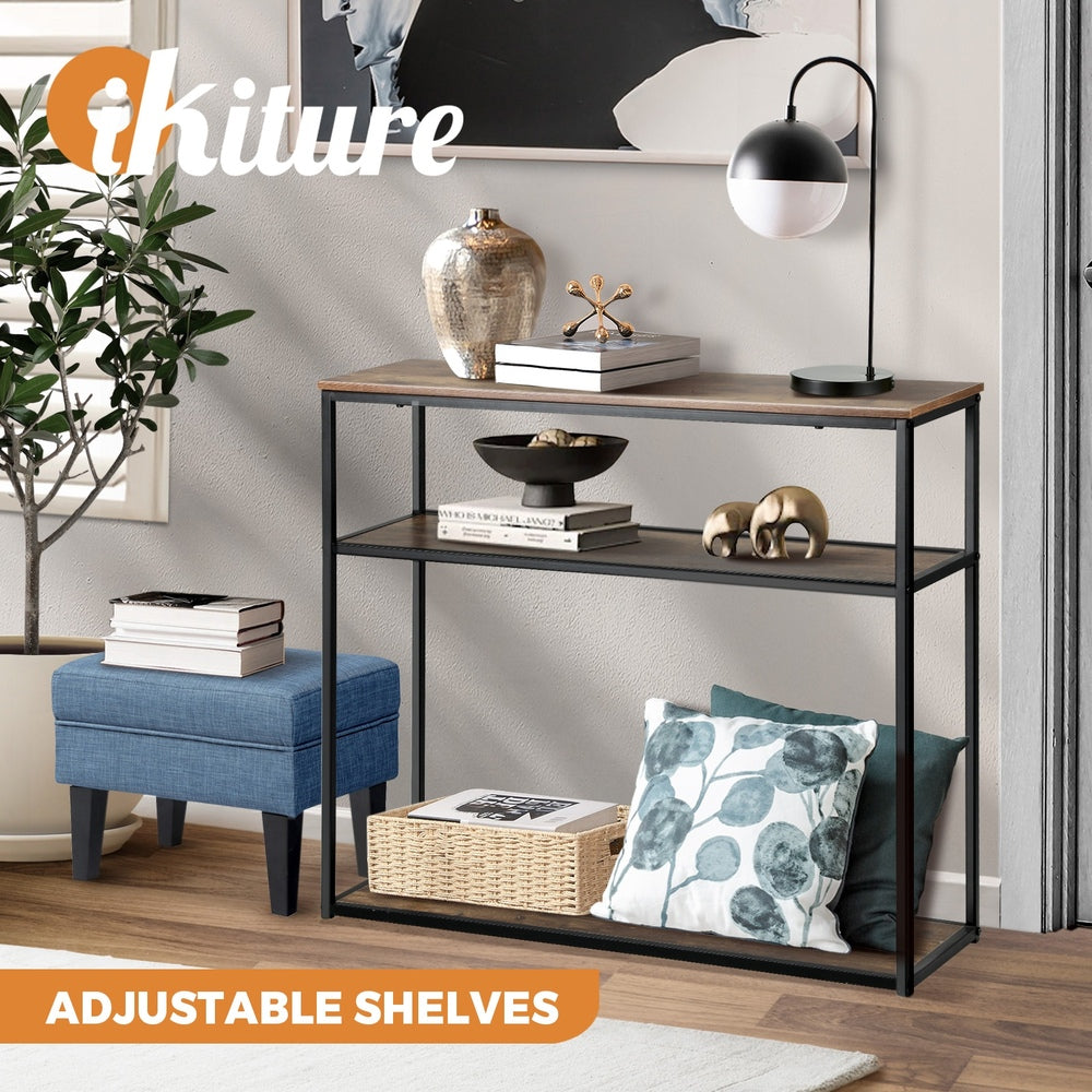 Oikiture Hall Console Table Metal Hallway Desk Entry Display Wooden Furniture-Console Tables-PEROZ Accessories