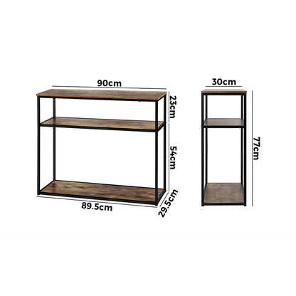 Oikiture Hall Console Table Metal Hallway Desk Entry Display Wooden Furniture-Console Tables-PEROZ Accessories