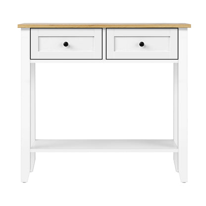 Oikiture Console Table Hallway Entry 2 Drawers Hall Side Display Shelf Desk-Console Tables-PEROZ Accessories