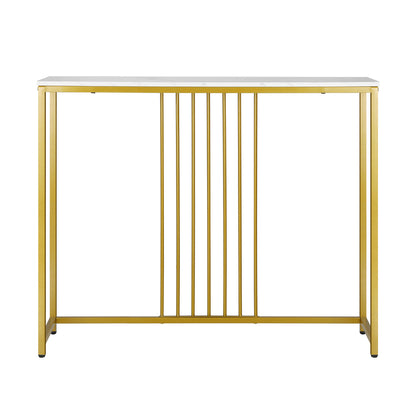 Oikiture Console Table, 95cm Entryway Tables with Marble Tabletop and Steel Frame Coffee Table Side Table End Table-Console Tables-PEROZ Accessories