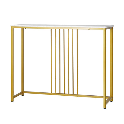 Oikiture Console Table, 95cm Entryway Tables with Marble Tabletop and Steel Frame Coffee Table Side Table End Table-Console Tables-PEROZ Accessories