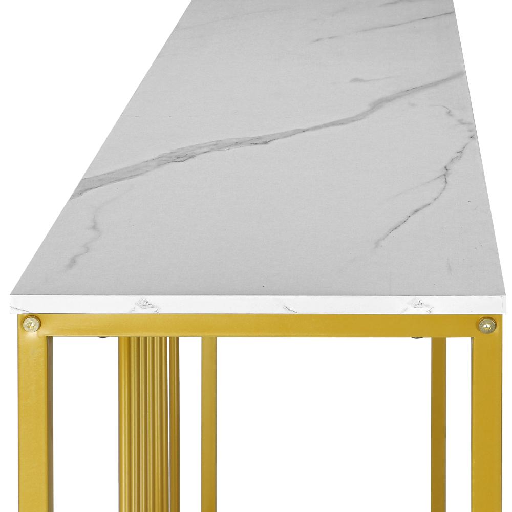 Oikiture Console Table, 95cm Entryway Tables with Marble Tabletop and Steel Frame Coffee Table Side Table End Table-Console Tables-PEROZ Accessories