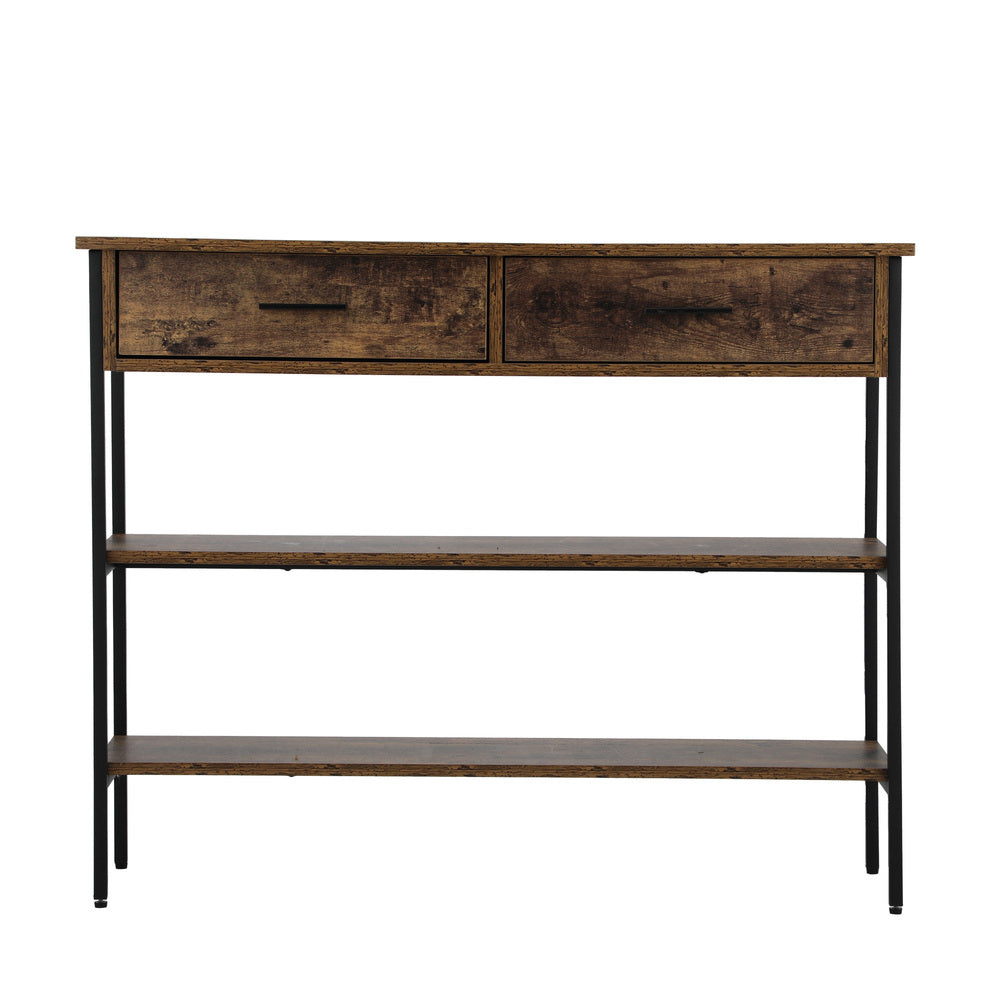 Oikiture 3-Tier Console Table with 2 Drawers-Console Table-PEROZ Accessories