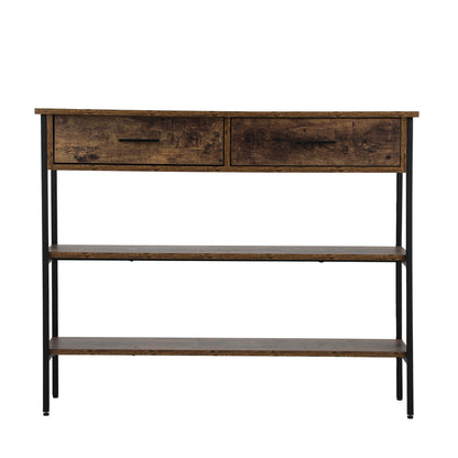 Oikiture 3-Tier Console Table with 2 Drawers-Console Table-PEROZ Accessories