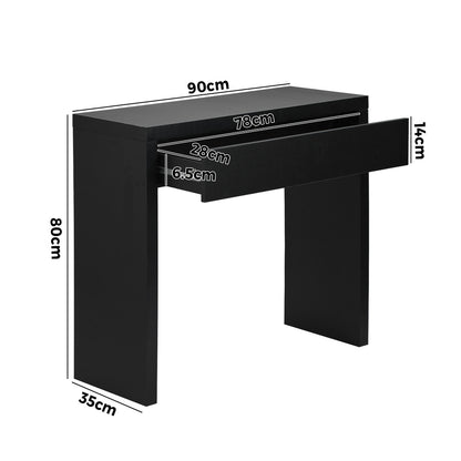 Oikiture Console Table with Drawer Black-Console Table-PEROZ Accessories