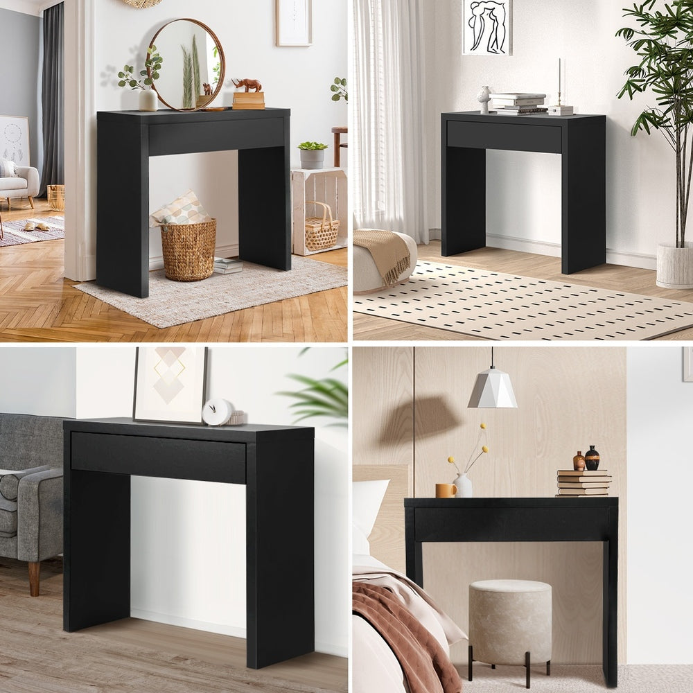 Oikiture Console Table with Drawer Black-Console Table-PEROZ Accessories