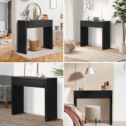 Oikiture Console Table with Drawer Black-Console Table-PEROZ Accessories
