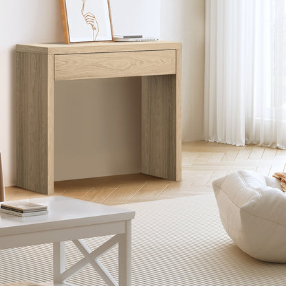 Oikiture Console Table Wood with Drawer Natural-Console Table-PEROZ Accessories