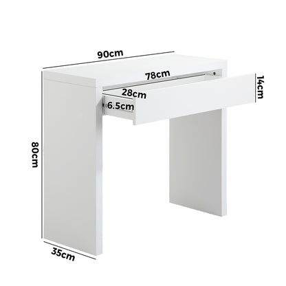 Oikiture Console Table with Drawer White-Console Table-PEROZ Accessories
