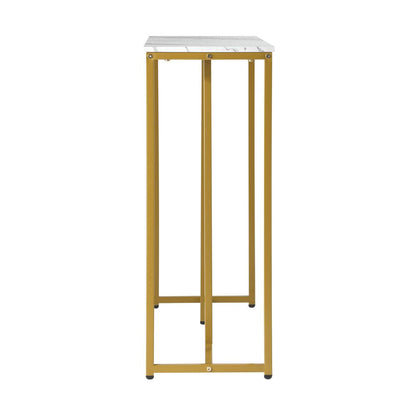 Oikiture Console Table Hallway Entry Side Tables Marble Effect Hall Display White&amp;Gold-Console Tables-PEROZ Accessories