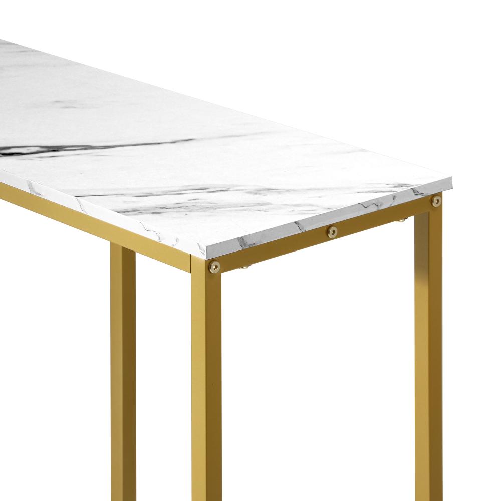 Oikiture Console Table Hallway Entry Side Tables Marble Effect Hall Display White&amp;Gold-Console Tables-PEROZ Accessories