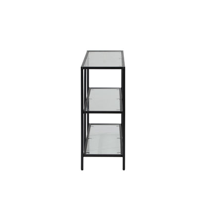 Oikiture Console Table Tempered Glass 3 Shelves Black-Console Table-PEROZ Accessories