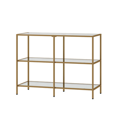 Oikiture Console Table Tempered Glass 3 Shelves Gold-Console Table-PEROZ Accessories