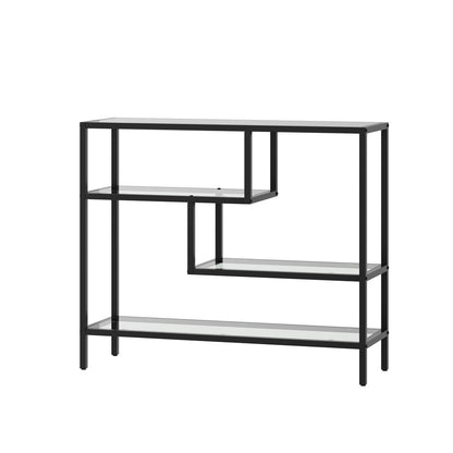 Oikiture Console Table Tempered Glass 4 Shelves Black-Console Table-PEROZ Accessories