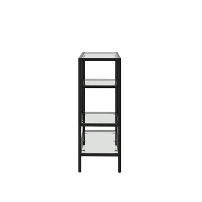 Oikiture Console Table Tempered Glass 4 Shelves Black-Console Table-PEROZ Accessories