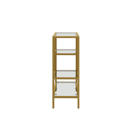 Oikiture Console Table Tempered Glass 4 Shelves Gold-Console Table-PEROZ Accessories