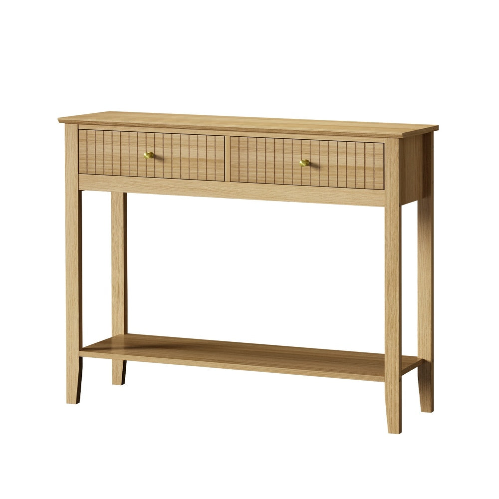 Oikiture 2-tier Console Table 100cm with 2 Storage Drawer-Console Table-PEROZ Accessories