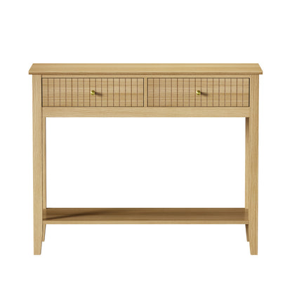 Oikiture 2-tier Console Table 100cm with 2 Storage Drawer-Console Table-PEROZ Accessories