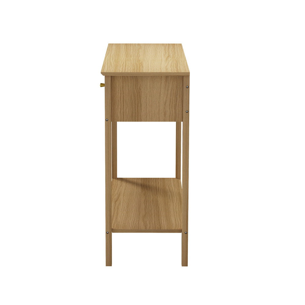Oikiture 2-tier Console Table 100cm with 2 Storage Drawer-Console Table-PEROZ Accessories