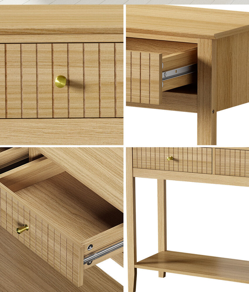 Oikiture 2-tier Console Table 100cm with 2 Storage Drawer-Console Table-PEROZ Accessories