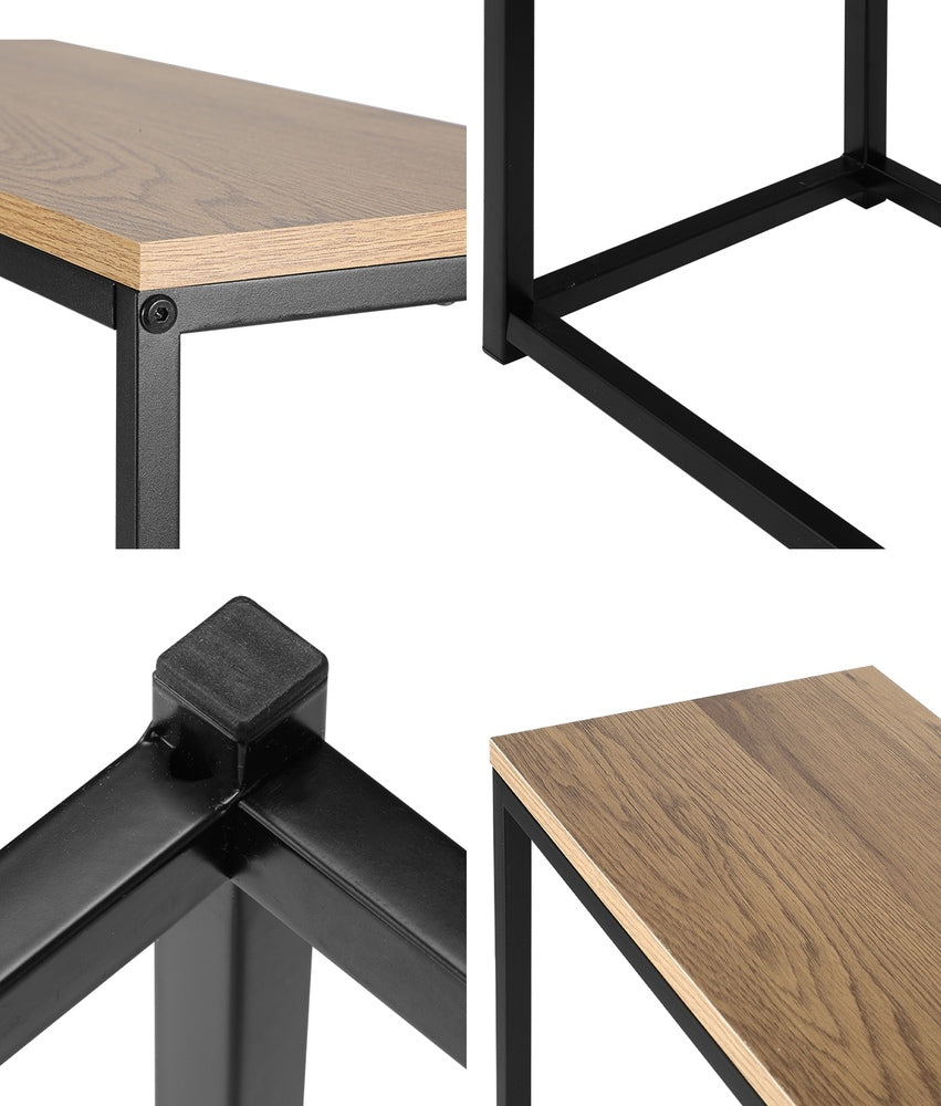 Oikiture Console Table Wooden Tabletop Black&Wood-Console Tables-PEROZ Accessories