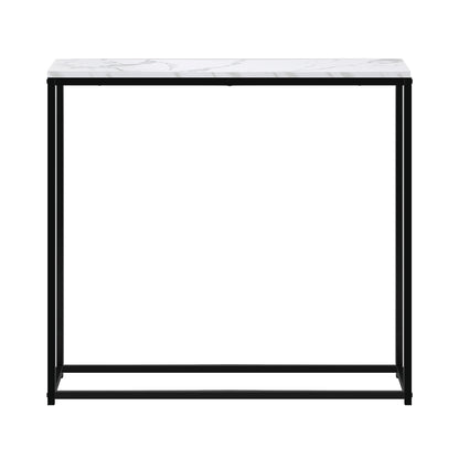 Oikiture Console Table Marble-look Iron Black&amp;White-Console Tables-PEROZ Accessories