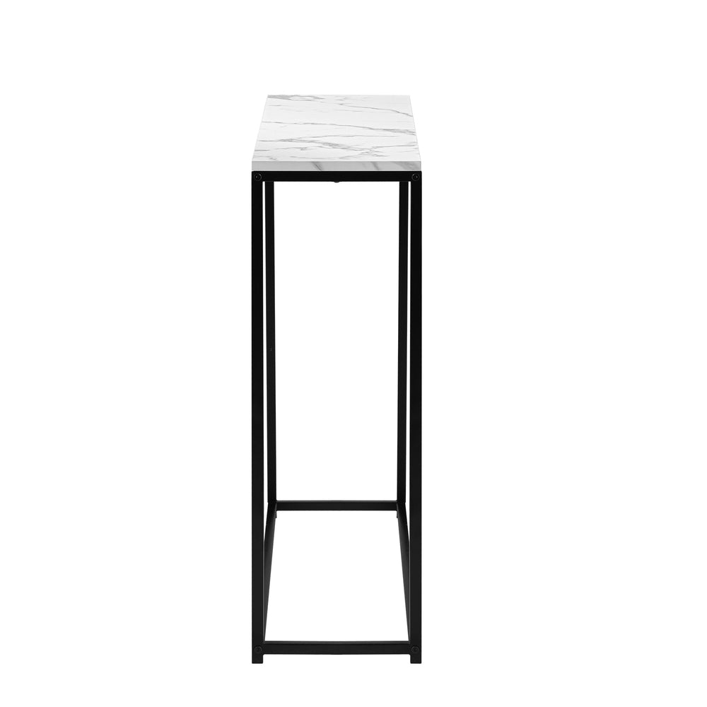 Oikiture Console Table Marble-look Iron Black&White-Console Tables-PEROZ Accessories