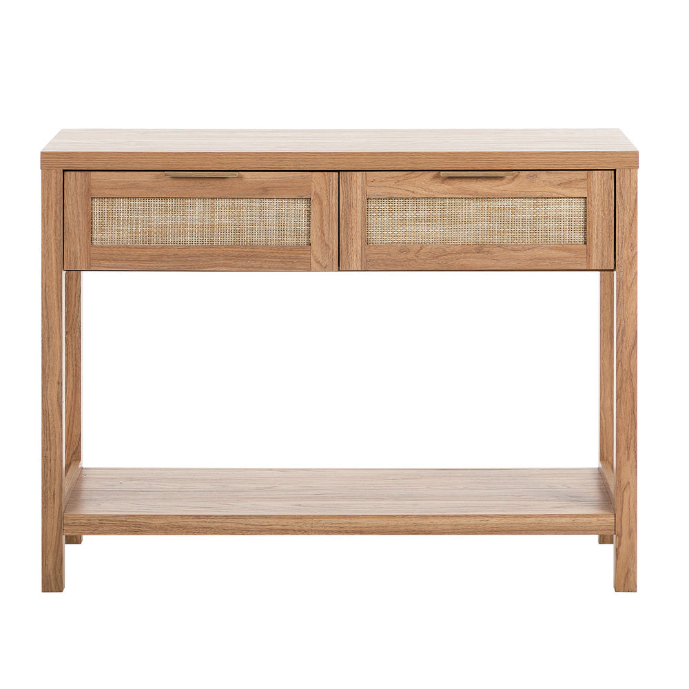 Oikiture Console Table 2 Drawers Entry Table Display Shelf Natural-Console Table-PEROZ Accessories