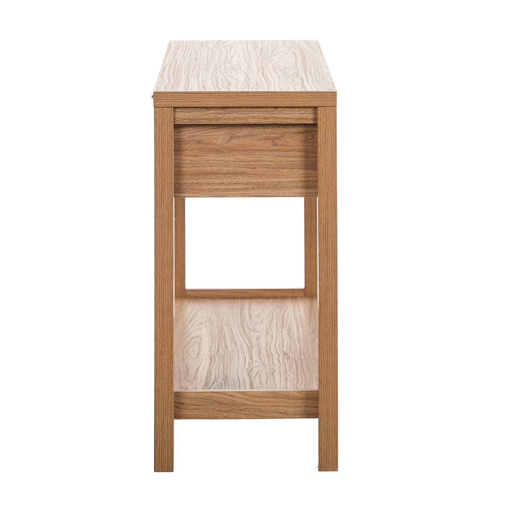 Oikiture Console Table 2 Drawers Entry Table Display Shelf Natural-Console Table-PEROZ Accessories