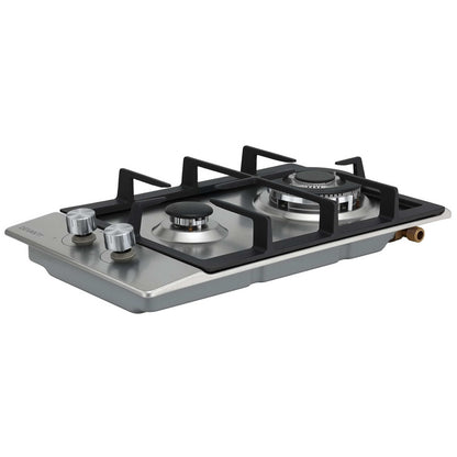 Devanti Gas Cooktop 30cm 2 Burner Silver-Appliances > Kitchen Appliances > Cooktops &amp; Stoves-PEROZ Accessories