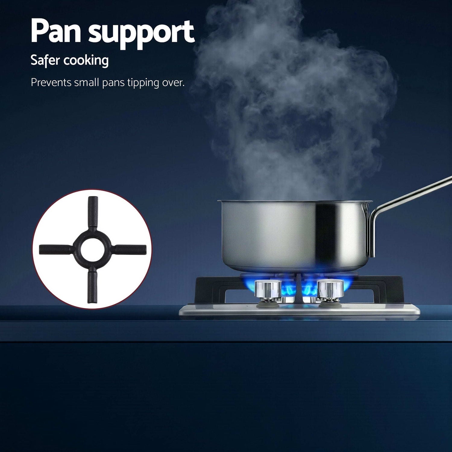 Devanti Gas Cooktop 30cm 2 Burner Silver-Appliances > Kitchen Appliances > Cooktops &amp; Stoves-PEROZ Accessories