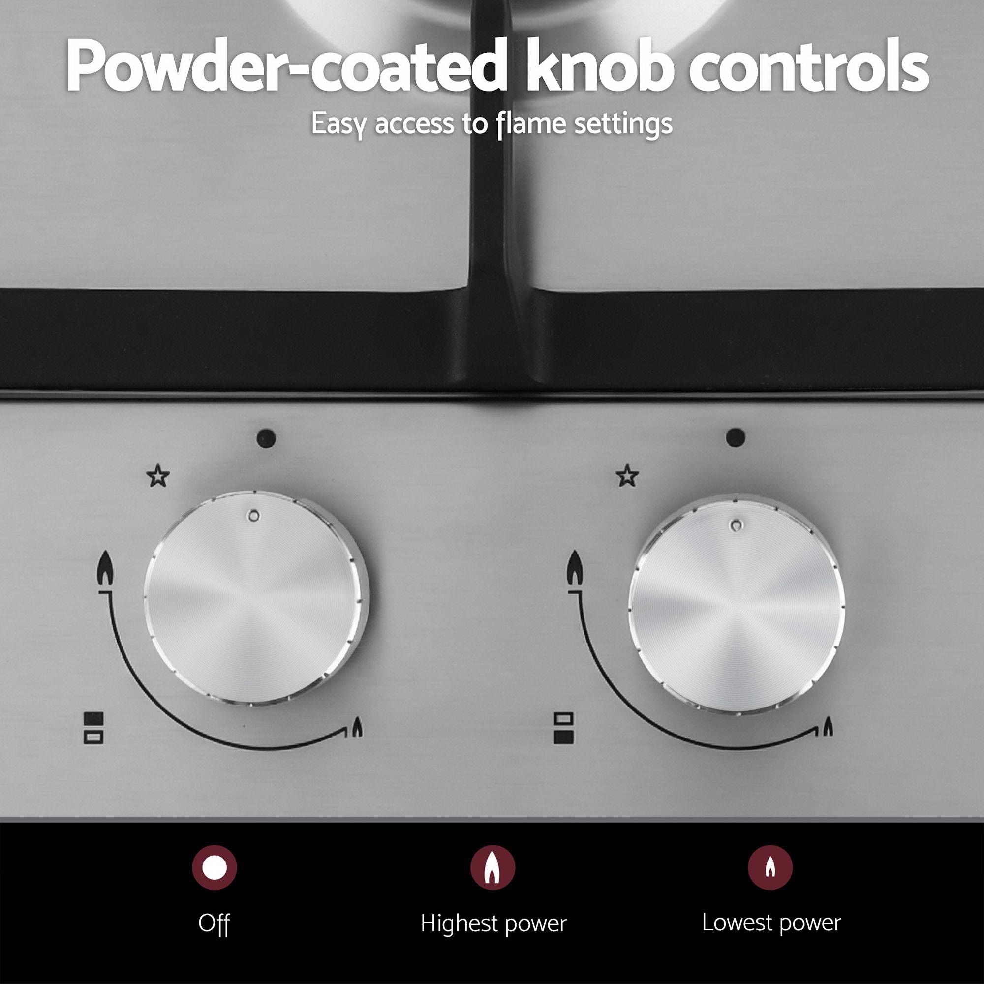 Devanti Gas Cooktop 30cm 2 Burner Silver-Appliances > Kitchen Appliances > Cooktops &amp; Stoves-PEROZ Accessories