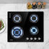 Devanti Gas Cooktop 60cm 4 Burner Black-Appliances > Kitchen Appliances-PEROZ Accessories