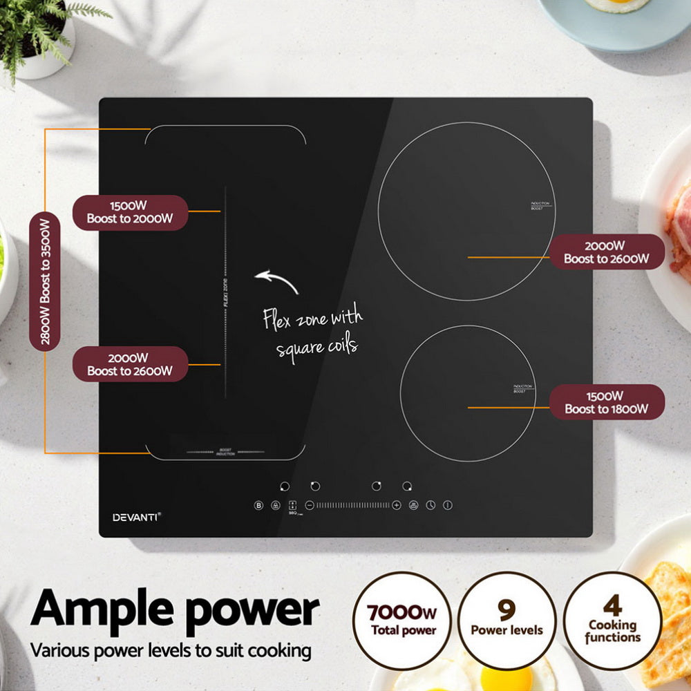 Devanti Induction Cooktop 60cm Electric Cooker-Appliances > Kitchen Appliances > Cooktops &amp; Stoves-PEROZ Accessories