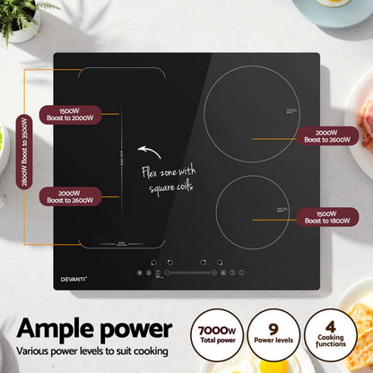Devanti Induction Cooktop 60cm Electric Cooker-Appliances > Kitchen Appliances > Cooktops &amp; Stoves-PEROZ Accessories