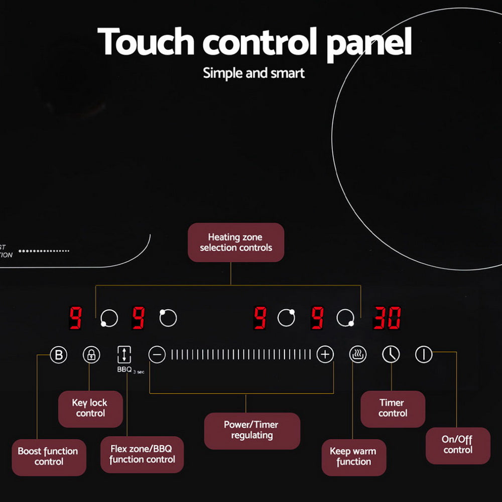 Devanti Induction Cooktop 60cm Electric Cooker-Appliances > Kitchen Appliances > Cooktops &amp; Stoves-PEROZ Accessories