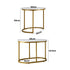 Oikiture Set of 2 Coffee Table Round Oval Marble Nesting Side End Table Gold-Coffee Tables-PEROZ Accessories