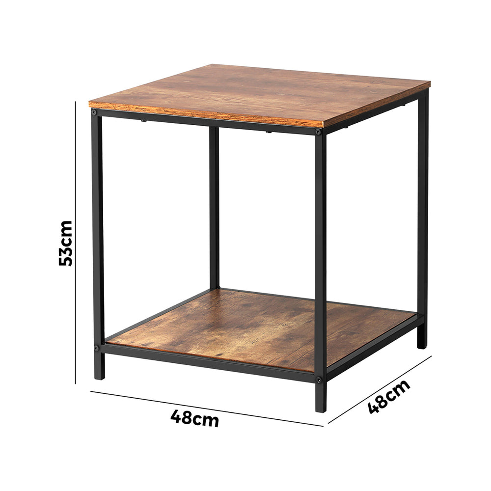 Oikiture Side End Table Coffee Table Bedside Shelf 2-Tier Industrial Furniture-Coffee Tables-PEROZ Accessories