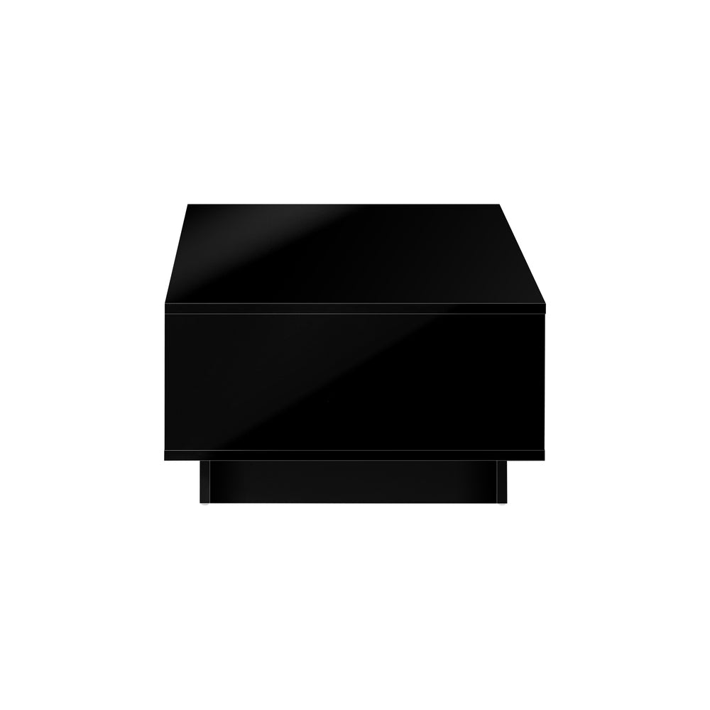 Oikiture Coffee Table LED Light High Gloss Storage Drawer Modern Furniture Black-Coffee Tables-PEROZ Accessories