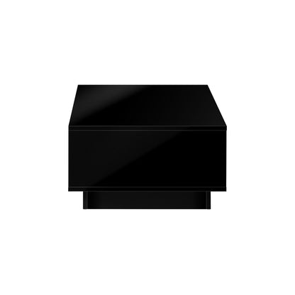 Oikiture Coffee Table LED Light High Gloss Storage Drawer Modern Furniture Black-Coffee Tables-PEROZ Accessories