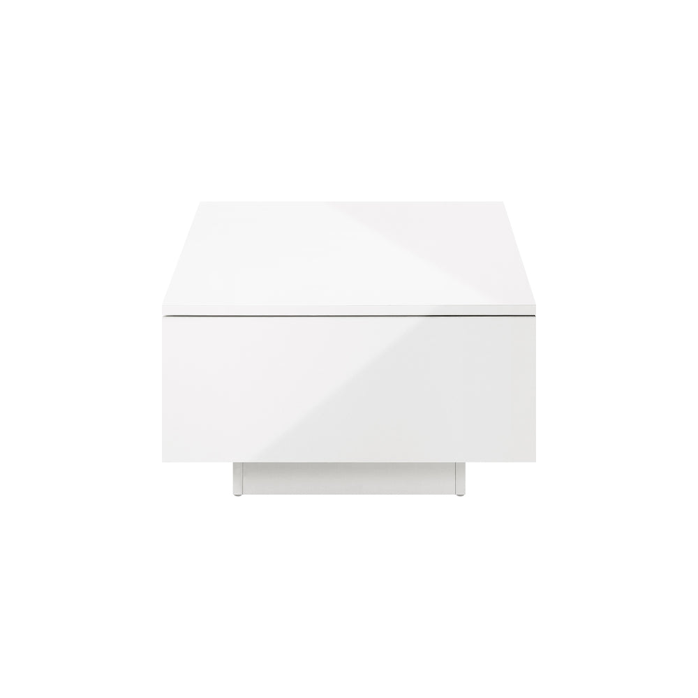 Oikiture Coffee Table LED Light High Gloss Storage Drawer Modern Furniture White-Coffee Tables-PEROZ Accessories