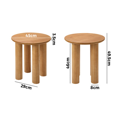 Oikiture Coffee Table Side End Tables Round Wooden-Coffee Tables-PEROZ Accessories