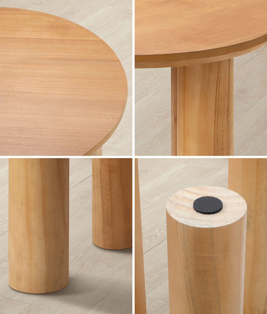 Oikiture Coffee Table Side End Tables Round Wooden-Coffee Tables-PEROZ Accessories