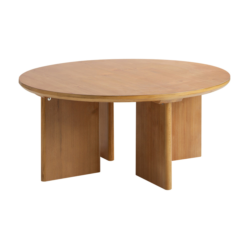 Oikiture Coffee Table Round Side End Tables Wooden Natural-Coffee Tables-PEROZ Accessories