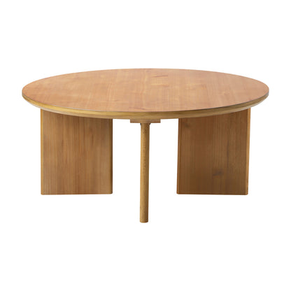Oikiture Coffee Table Round Side End Tables Wooden Natural-Coffee Tables-PEROZ Accessories