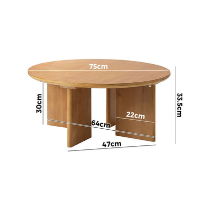 Oikiture Coffee Table Round Side End Tables Wooden Natural-Coffee Tables-PEROZ Accessories